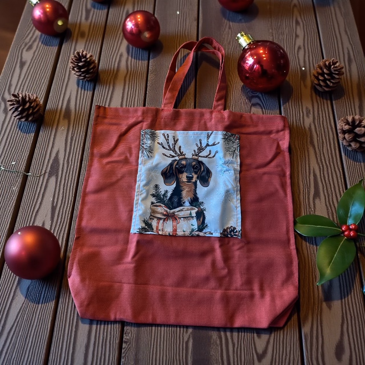 Handgenähte Einkaufstaschen mit tierischem Weihnachtsmotiv – Liebevolle Einzelstücke für die festliche Zeit – Bild 5