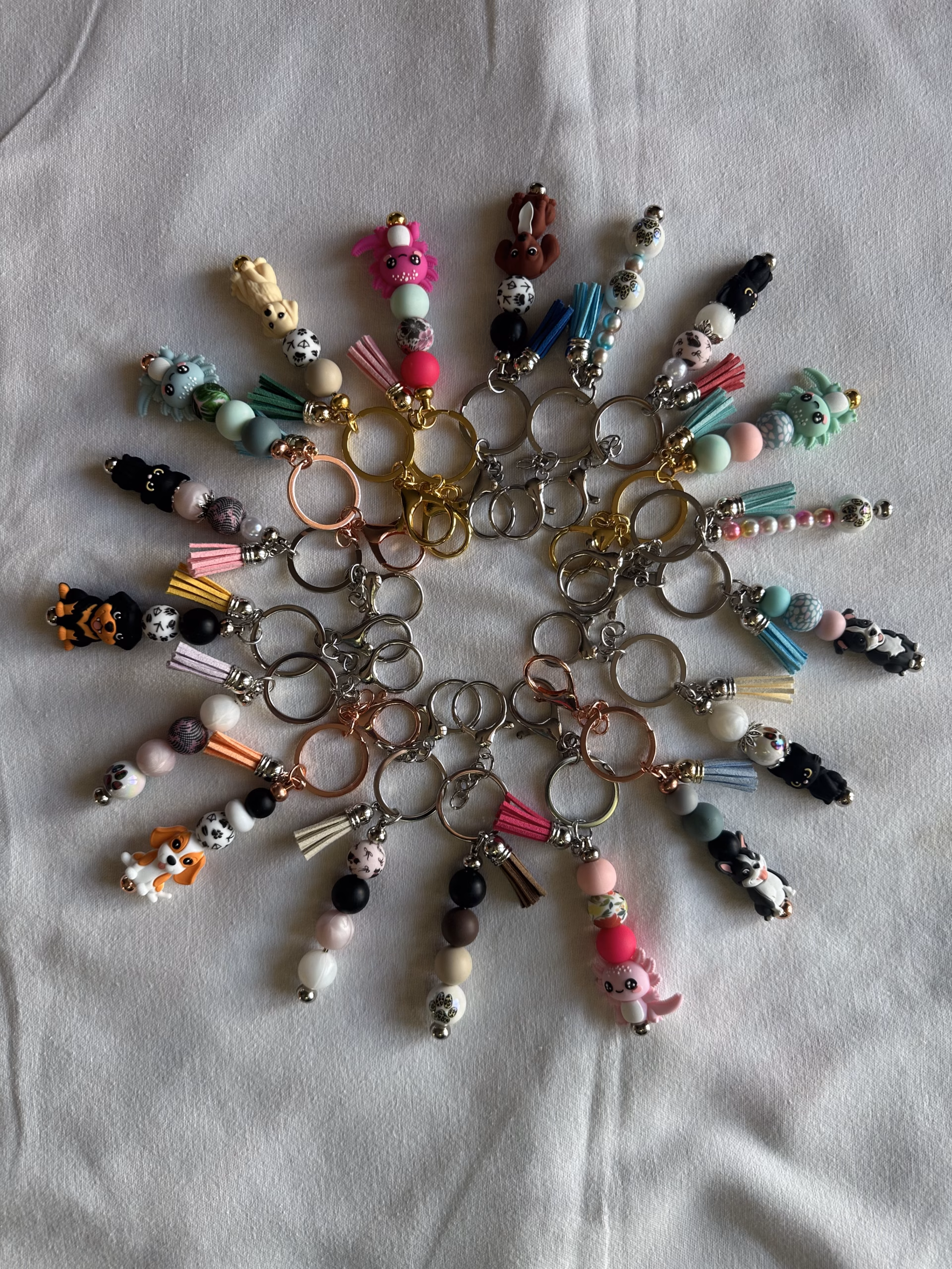 Handgemachte Schlüsselanhänger mit Perlen & Tiermotiven