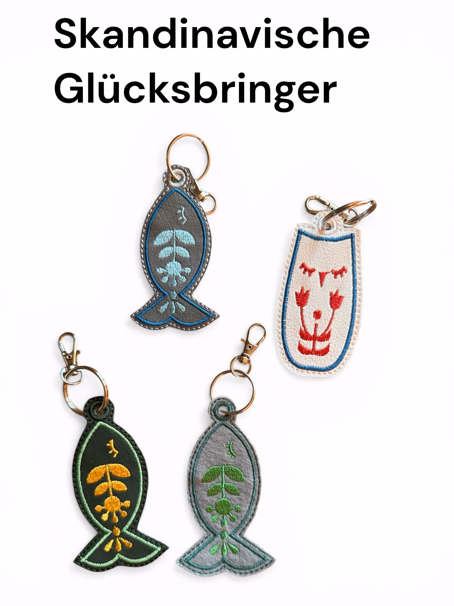 Handgemachte Taschenbaumler – Glücksanhänger Eule & Fisch aus Skandinavien 🐾❤️
