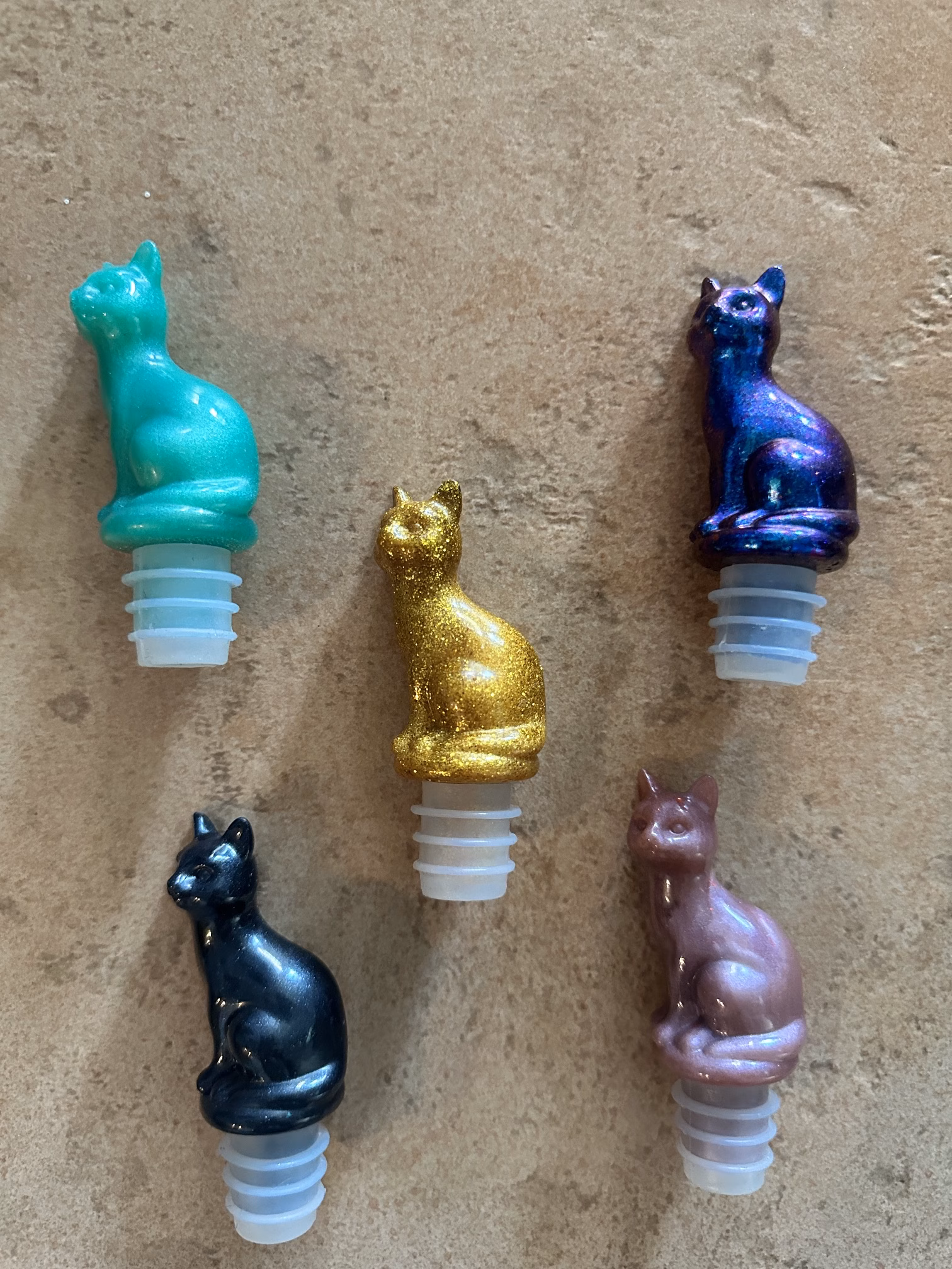 🐱 Handgemachter Flaschenstöpsel aus Epoxidharz mit Katzenmotiv