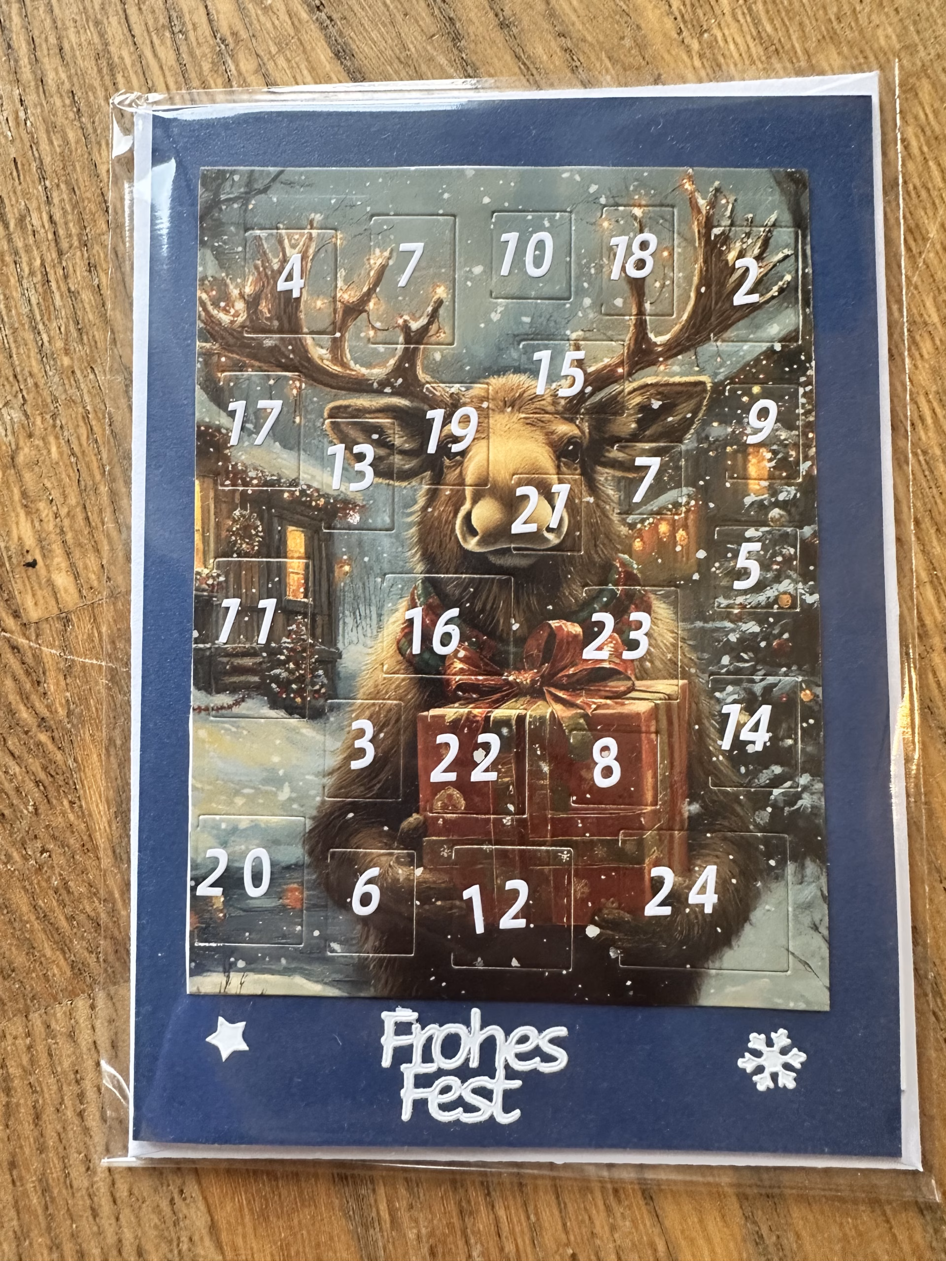 Handgemachte Adventskalenderkarte mit 24 Tiermotiven – Bild 7