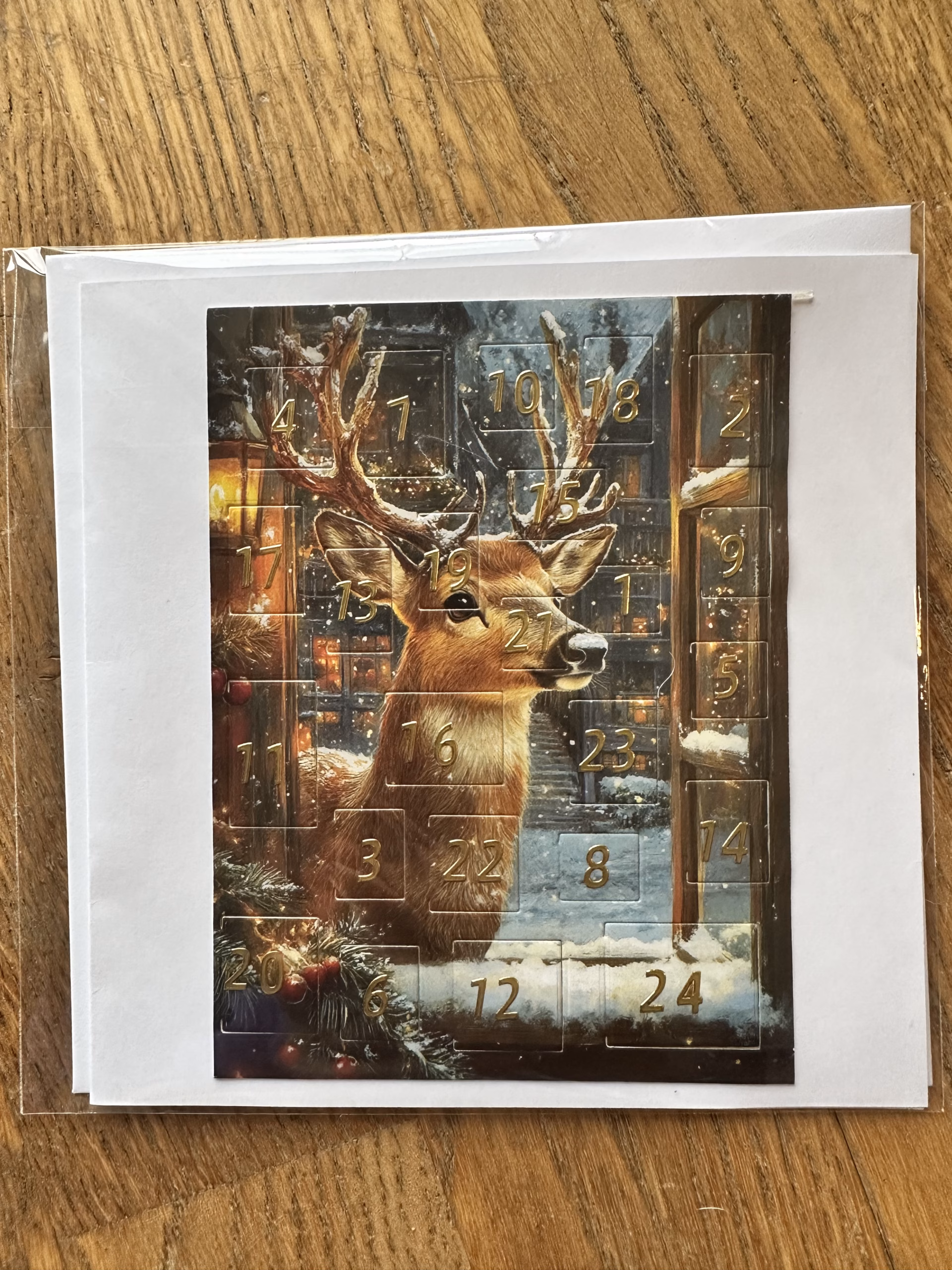Handgemachte Adventskalenderkarte mit 24 Tiermotiven – Bild 2