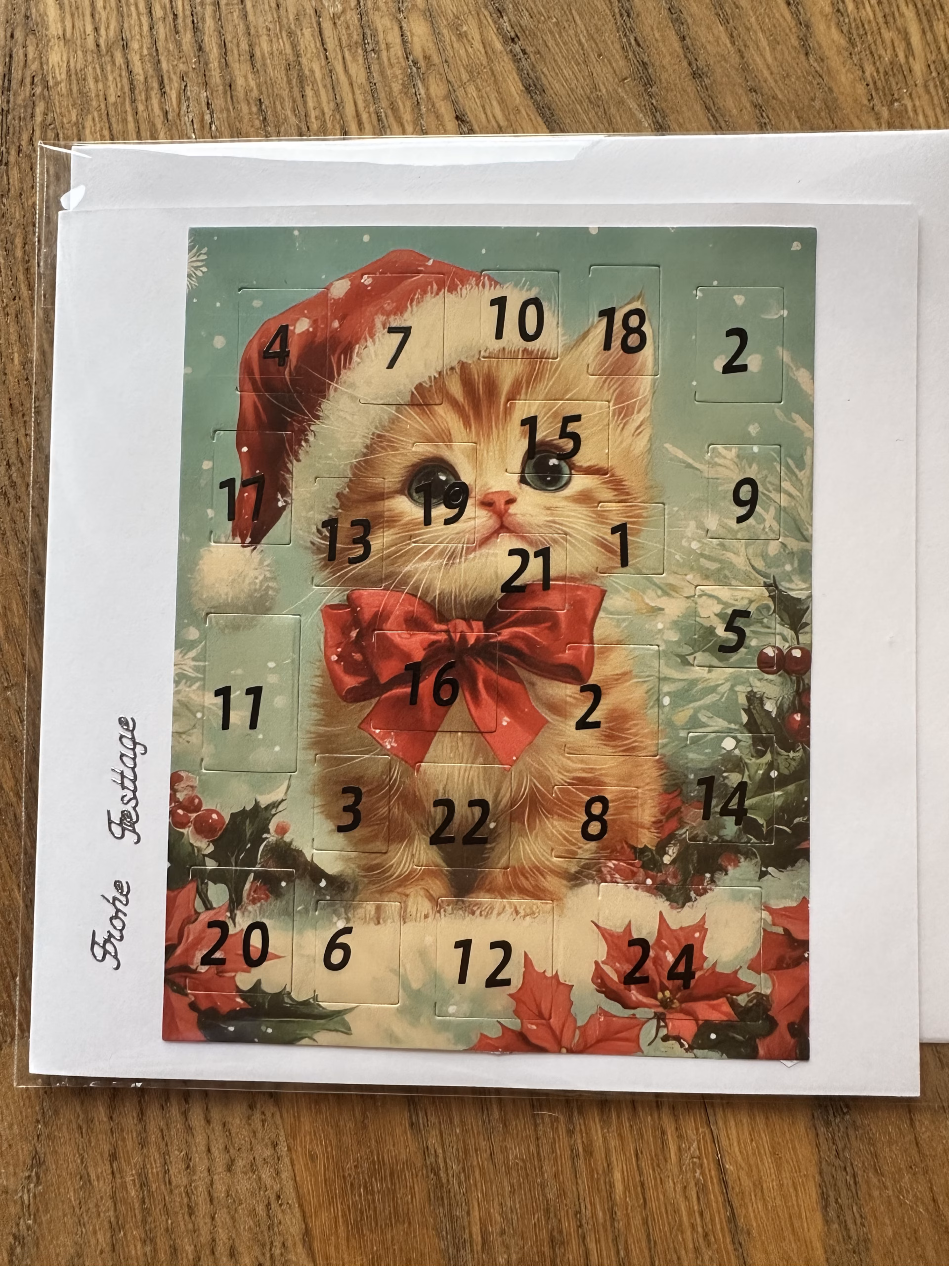 Handgemachte Adventskalenderkarte mit 24 Tiermotiven – Bild 5