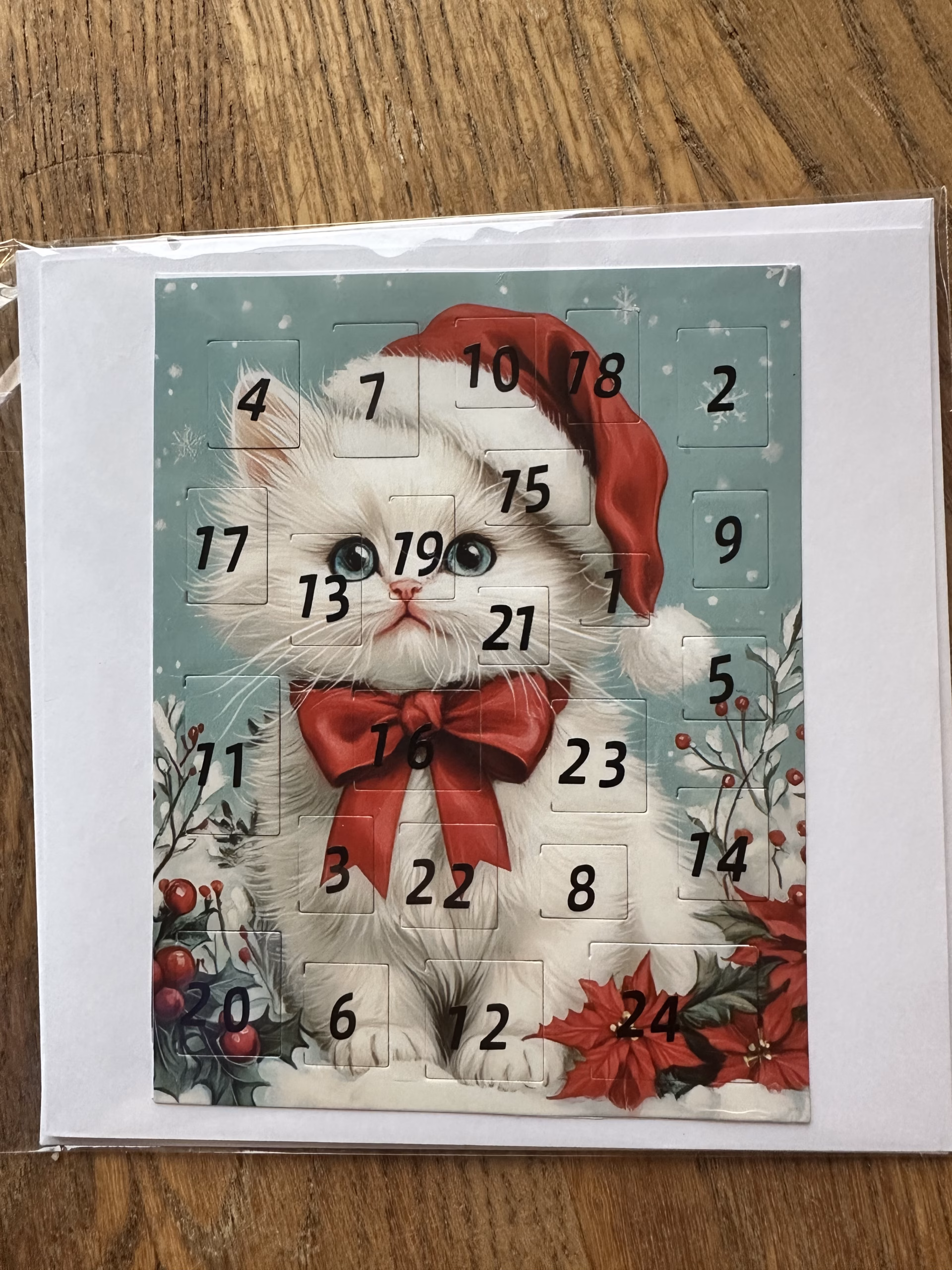 Handgemachte Adventskalenderkarte mit 24 Tiermotiven – Bild 4